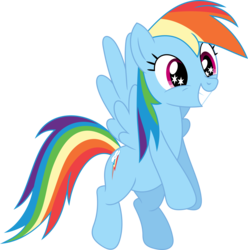 Size: 3548x3582 | Tagged: safe, artist:porygon2z, rainbow dash, g4, rarity investigates, cute, dashabetes, female, grin, high res, simple background, smiling, solo, spread wings, squee, starry eyes, transparent background, vector, wingding eyes