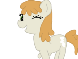 Size: 1024x768 | Tagged: safe, charged up, earth pony, pony, g4, background pony, female, firealpaca, mare, simple background, white background, wink