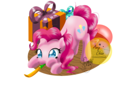 Size: 1024x724 | Tagged: safe, artist:amy-chan93, pinkie pie, g4, cute, female, noisemaker, solo