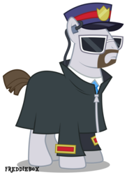 Size: 2182x3000 | Tagged: safe, artist:brony-works, earth pony, pony, canterlot police, clothes, glasses, hat, headset, high res, short tail, simple background, tail, uniform