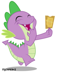 Size: 2409x3000 | Tagged: safe, artist:brony-works, spike, g4, cute, golden ticket, high res, laughing, male, solo, spikabetes