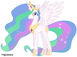 Size: 4087x3000 | Tagged: safe, artist:brony-works, princess celestia, alicorn, pony, g4, crown, female, jewelry, mare, regalia, simple background, smiling, solo, standing, transparent background