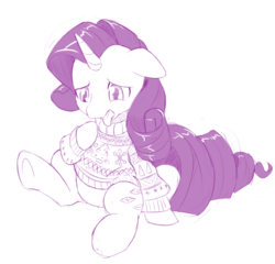 Size: 939x900 | Tagged: safe, artist:dstears, rarity, g4, christmas, clothes, female, my little art challenge, solo, sweater, tongue out