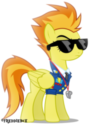 Size: 2130x3000 | Tagged: safe, artist:brony-works, spitfire, pegasus, pony, g4, clothes, female, high res, necktie, show accurate, simple background, solo, spitfire's tie, sunglasses, transparent background, uniform, vector, whistle, wonderbolts dress uniform