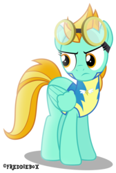 Size: 2020x3000 | Tagged: safe, artist:brony-works, lightning dust, pegasus, pony, g4, angry, clothes, female, goggles, high res, simple background, solo, transparent background, vector, wonderbolt trainee uniform