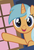 Size: 269x397 | Tagged: safe, screencap, fly wishes (g4), pony, unicorn, a friend in deed, g4, my little pony: friendship is magic, season 2, background pony, cropped, cute, female, flyadorable, house, mare, ponyville, singing, smile song, solo, window