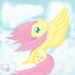 Size: 700x700 | Tagged: safe, artist:everdale, fluttershy, g4, female, solo, wind