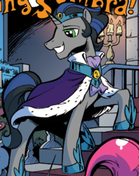 Size: 634x800 | Tagged: safe, idw, official comic, king sombra, pinkie pie, g4, spoiler:comic, spoiler:comic18, good king sombra, mirror universe