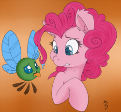 Size: 1600x1478 | Tagged: safe, artist:dfectivedvice, artist:dragonfoorm, pinkie pie, parasprite, g4, cute, tongue out