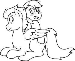 Size: 666x539 | Tagged: safe, rainbow dash, soarin', pony, g4, female, male, monochrome, ship:soarindash, shipping, straight