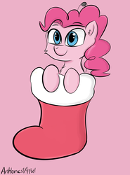 Size: 1126x1521 | Tagged: source needed, useless source url, safe, artist:an-honest-appul, pinkie pie, g4, christmas stocking, female, solo