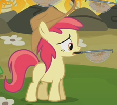 Size: 228x205 | Tagged: safe, screencap, liberty belle, earth pony, pony, apple family reunion, g4, apple family member, background pony, blank flank, cowboy hat, cropped, female, filly, hat, mouth hold, solo, stetson
