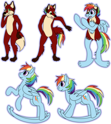 Size: 1257x1410 | Tagged: safe, artist:khramchee, rainbow dash, oc, oc:borgri, fox, anthro, g4, frown, furry, furry oc, furry to pony, inanimate tf, male to female, objectification, open mouth, rocking horse, rule 63, simple background, smiling, toy, transformation, transformation sequence, transgender transformation, transparent background, wat