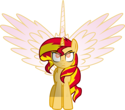 Size: 744x1052 | Tagged: dead source, safe, artist:strawberry-pannycake, sunset shimmer, alicorn, pony, unicorn, g4, .svg available, alicornified, female, front, race swap, shimmercorn, simple background, solo, svg, transparent background, vector, wings