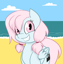Size: 1280x1313 | Tagged: safe, artist:estrill, oc, oc only, oc:nooby, pegasus, pony, beach, solo