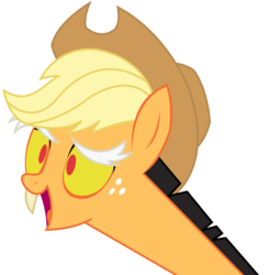 Size: 3600x3675 | Tagged: safe, artist:sketchmcreations, applejack, discord, g4, what about discord?, applecord (fusion), cowboy hat, female, hat, high res, open mouth, simple background, solo, stetson, transparent background, vector