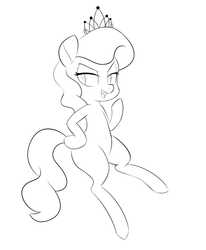 Size: 700x849 | Tagged: safe, artist:hidden-cat, diamond tiara, earth pony, pony, g4, belly button, female, lineart, monochrome, solo