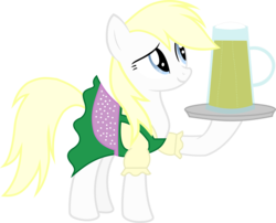 Size: 3000x2428 | Tagged: safe, artist:tuesday, oc, oc only, oc:aryanne, earth pony, pony, alcohol, beer, beer stein, blonde, carrying, clothes, dirndl, dress, female, food, germany, high res, oktoberfest, platter, simple background, smiling, solo, transparent background, vector