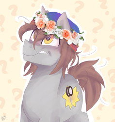 Size: 1024x1078 | Tagged: safe, artist:drawing-heart, oc, oc only, oc:thrum beat, floral head wreath
