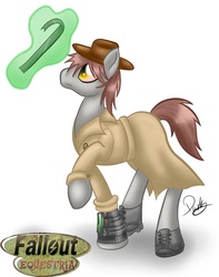 Size: 757x960 | Tagged: safe, oc, oc only, oc:thrum beat, fallout equestria, fallout, pipboy, solo