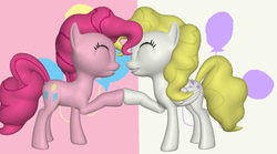 Size: 1371x762 | Tagged: safe, artist:alicedrabs, pinkie pie, surprise, g1, g4, 3d, g1 to g4, generation leap