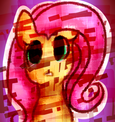Size: 1024x1078 | Tagged: safe, artist:suenden-hund, fluttershy, pony, g4, bust, female, front view, full face view, looking at you, mare, nightmare, outline, portrait, solo, white outline