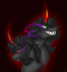 Size: 1153x1244 | Tagged: safe, king sombra, g4, creepy smile, duality, male, sharp teeth, solo