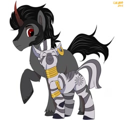 Size: 915x873 | Tagged: safe, king sombra, zecora, zebra, g4, crack shipping, female, male, nudge, shipping, simple background, straight, white background, zecombra