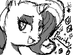 Size: 256x192 | Tagged: safe, artist:dmn666, rarity, g4, black and white, dsi, female, flipnote studio, grayscale, monochrome, nintendo, pixel art, solo