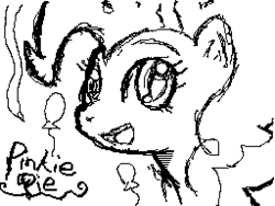 Size: 256x192 | Tagged: safe, artist:dmn666, pinkie pie, g4, black and white, dsi, female, flipnote studio, grayscale, monochrome, nintendo, pixel art, solo