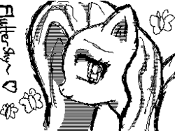 Size: 256x192 | Tagged: safe, artist:dmn666, fluttershy, g4, dsi, female, flipnote studio, monochrome, nintendo, pixel art, solo