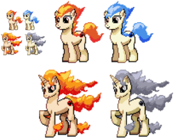 Size: 613x489 | Tagged: safe, artist:dmn666, ponyta, rapidash, pixel art, pokémon, ponified, simple background, transparent background