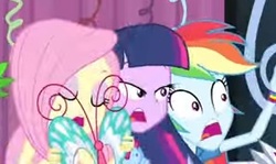 Size: 322x192 | Tagged: safe, screencap, fluttershy, rainbow dash, twilight sparkle, equestria girls, g4, my little pony equestria girls: rainbow rocks, female, needs more jpeg, out of context