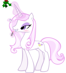 Size: 8096x8943 | Tagged: safe, artist:emu34b, fancypants, fleur-de-lis, pony, unicorn, g4, absurd resolution, bedroom eyes, christmas, female, holly, holly mistaken for mistletoe, lipstick, mare, micro, simple background, size difference, solo, transparent background, vector