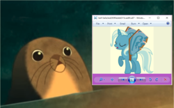 Size: 919x570 | Tagged: artist needed, source needed, safe, trixie, pony, seal, unicorn, g4, female, mare, song of the sea