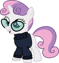Size: 5630x6000 | Tagged: safe, artist:magister39, sweetie belle, g4, absurd resolution, braces, clothes, female, geekie belle, glasses, hipster, nerd, simple background, solo, sweater, transparent background, turtleneck, vector