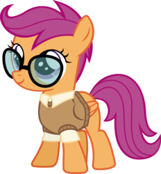 Size: 5563x6000 | Tagged: safe, artist:magister39, scootaloo, g4, absurd resolution, female, glasses, nerd, nerdaloo, scootanerd, simple background, solo, sweater vest, transparent background, vector