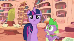 Size: 640x360 | Tagged: safe, screencap, fluttershy, spike, twilight sparkle, dragon, pegasus, unicorn, season 2, the return of harmony, all new, animated, bangs, bucket, discorded, evil grin, flutterbitch, gif, grin, hair over eyes, slapstick, text, unicorn twilight, water, wet mane, your face