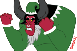 Size: 1419x943 | Tagged: safe, artist:roger334, lord tirek, elf, g4, annoyed, hearth's warming, inkscape, male, parody, ponyscape, santa's little helper, simple background, solo, transparent background, vector