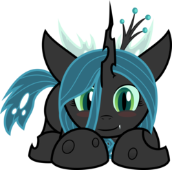 Size: 4011x3956 | Tagged: safe, artist:blackwater627, queen chrysalis, changeling, changeling queen, nymph, g4, blushing, cute, cutealis, female, filly, happy, looking at you, simple background, smiling, solo, transparent background, vector