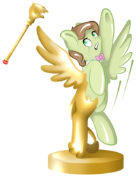 Size: 1460x1866 | Tagged: safe, artist:lucky-jacky, gilda, oc, oc only, oc:saga, griffon, pegasus, pony, g4, cane, crying, golden, inanimate tf, objectification, petrification, scepter, simple background, statue, transformation, transparent background