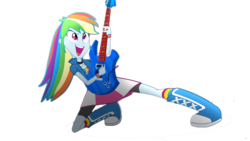 Size: 853x480 | Tagged: safe, artist:rundevilrun007, rainbow dash, equestria girls, g4, female, guitar, simple background, solo, transparent background, vector