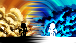 Size: 4800x2700 | Tagged: safe, artist:flamevulture17, doctor whooves, time turner, earth pony, pony, g4, male, silhouette, stallion, wallpaper