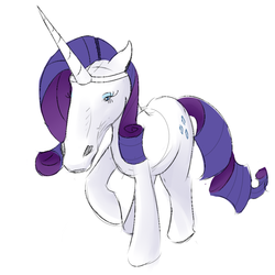 Size: 800x800 | Tagged: safe, artist:cheshiresdesires, rarity, g4, fake horn, female, hoers, mlpgdraws, realistic, solo