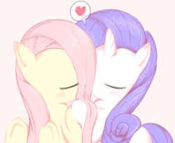 Size: 2800x2300 | Tagged: dead source, safe, artist:fromamida, fluttershy, rarity, pony, g4, eyes closed, female, heart, high res, lesbian, making out, mare, ship:flarity, shipping, simple background