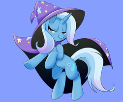 Size: 1200x1000 | Tagged: safe, artist:batao, trixie, pony, unicorn, g4, bedroom eyes, female, mare, pixiv, rearing, simple background, solo