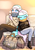 Size: 1378x1946 | Tagged: safe, artist:sigpi, aloe, lotus blossom, earth pony, anthro, g4, bag, bags, bench, cellphone, clothes, duo, earbuds, female, jacket, pants, phone, scarf, sharing headphones, sleeping, spa twins, winter