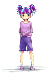 Size: 550x820 | Tagged: safe, artist:luciferamon, starlight glimmer, human, g4, clothes, female, humanized, pigtails, solo, younger