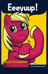 Size: 600x913 | Tagged: safe, artist:christadoodles, big macintosh, earth pony, pony, g4, male, rosie the riveter, solo, stallion, straw