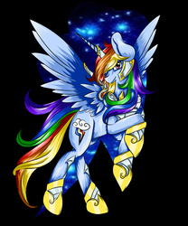 Size: 2500x3000 | Tagged: safe, artist:reiga92, rainbow dash, alicorn, pony, g4, alicornified, female, high res, race swap, rainbowcorn, rearing, solo, spread wings